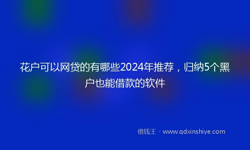 花户可以网贷的有哪些2024年推荐，归纳5个黑户也能借款的软件