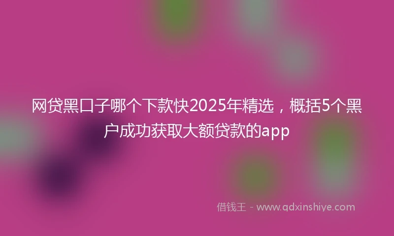 网贷黑口子哪个下款快2025年精选，概括5个黑户成功获取大额贷款的app