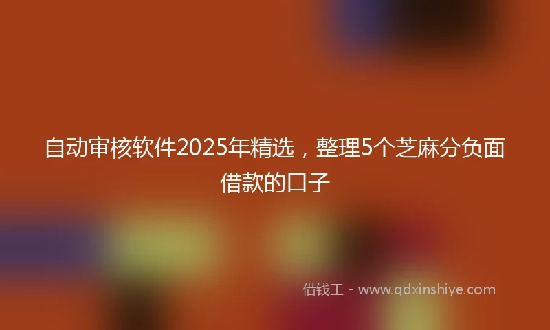 自动审核软件2025年精选，整理5个芝麻分负面借款的口子