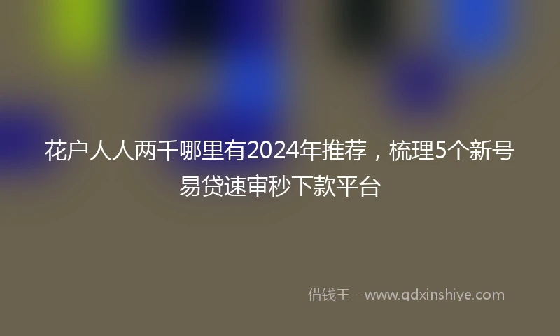 花户人人两千哪里有2024年推荐，梳理5个新号易贷速审秒下款平台