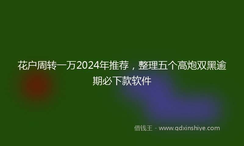 花户周转一万2024年推荐，整理五个高炮双黑逾期必下款软件