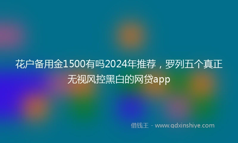 花户备用金1500有吗2024年推荐，罗列五个真正无视风控黑白的网贷app