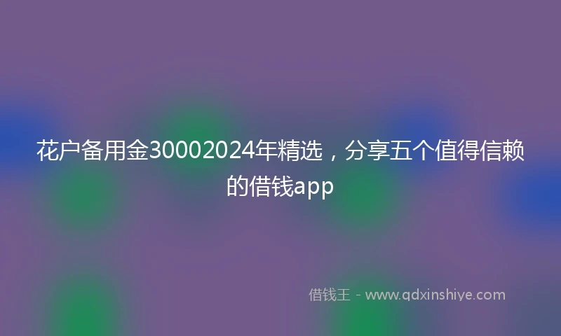 花户备用金30002024年精选，分享五个值得信赖的借钱app