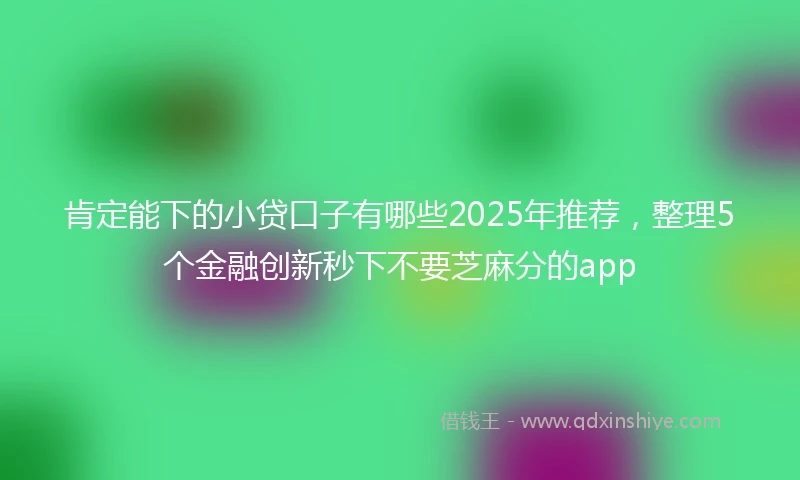 肯定能下的小贷口子有哪些2025年推荐，整理5个金融创新秒下不要芝麻分的app