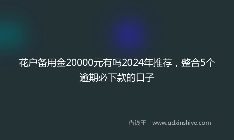 花户备用金20000元有吗2024年推荐，整合5个逾期必下款的口子
