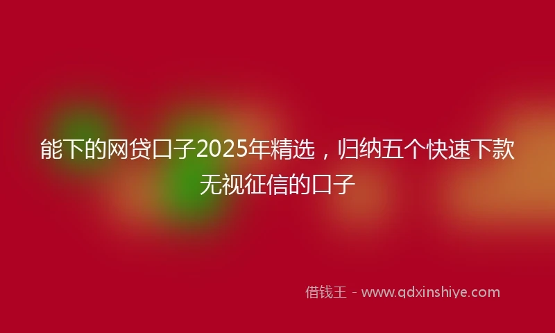 能下的网贷口子2025年精选，归纳五个快速下款无视征信的口子