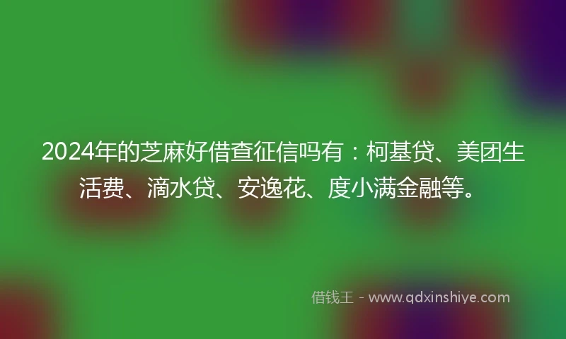 2024年的芝麻好借查征信吗有：柯基贷、美团生活费、滴水贷、安逸花、度小满金融等。