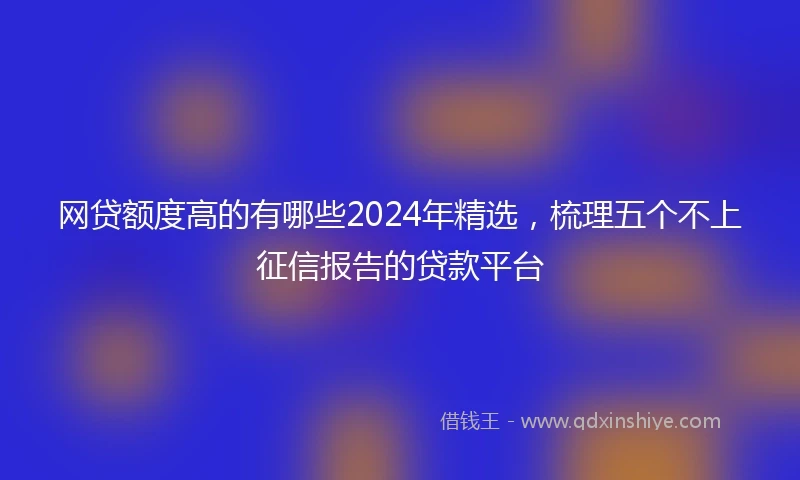 网贷额度高的有哪些2024年精选，梳理五个不上征信报告的贷款平台