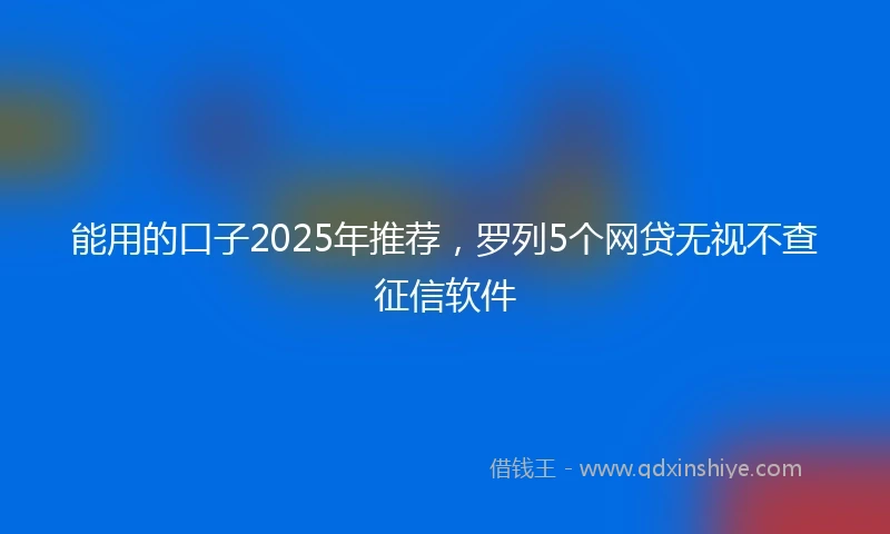 能用的口子2025年推荐，罗列5个网贷无视不查征信软件