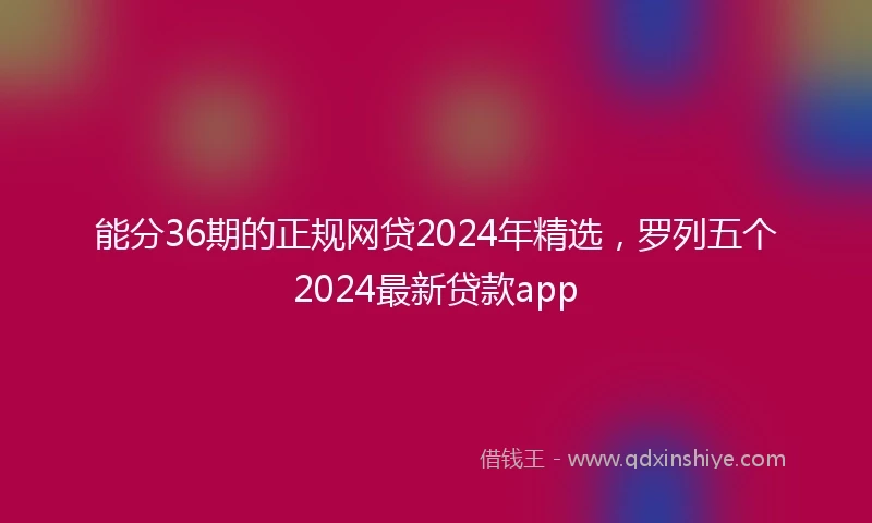 能分36期的正规网贷2024年精选，罗列五个2024最新贷款app