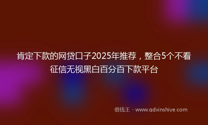 肯定下款的网贷口子2025年推荐，整合5个不看征信无视黑白百分百下款平台