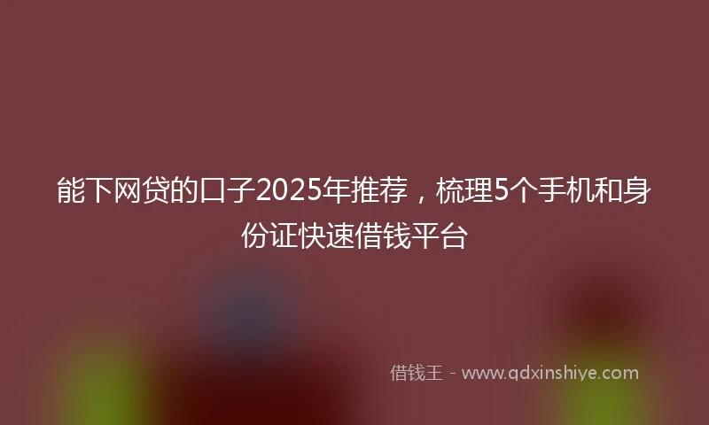 能下网贷的口子2025年推荐，梳理5个手机和身份证快速借钱平台