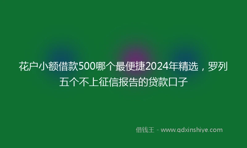 花户小额借款500哪个最便捷2024年精选，罗列五个不上征信报告的贷款口子