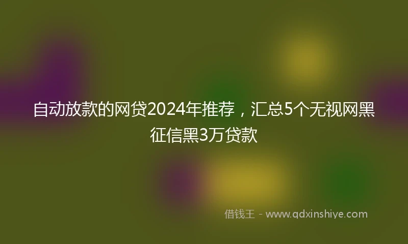 自动放款的网贷2024年推荐，汇总5个无视网黑征信黑3万贷款