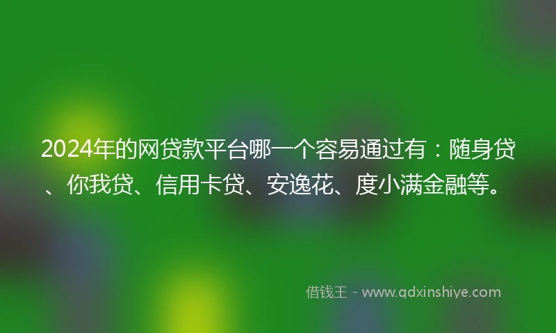 2024年的网贷款平台哪一个容易通过有：随身贷、你我贷、信用卡贷、安逸花、度小满金融等。