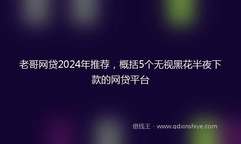 老哥网贷2024年推荐，概括5个无视黑花半夜下款的网贷平台