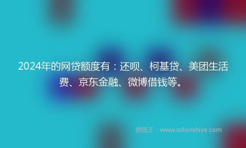 2024年的网贷额度有：还呗、柯基贷、美团生活费、京东金融、微博借钱等。