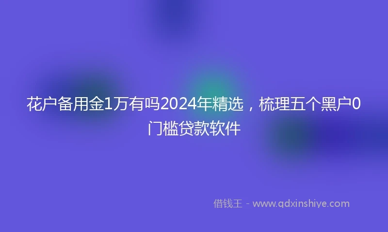 花户备用金1万有吗2024年精选，梳理五个黑户0门槛贷款软件