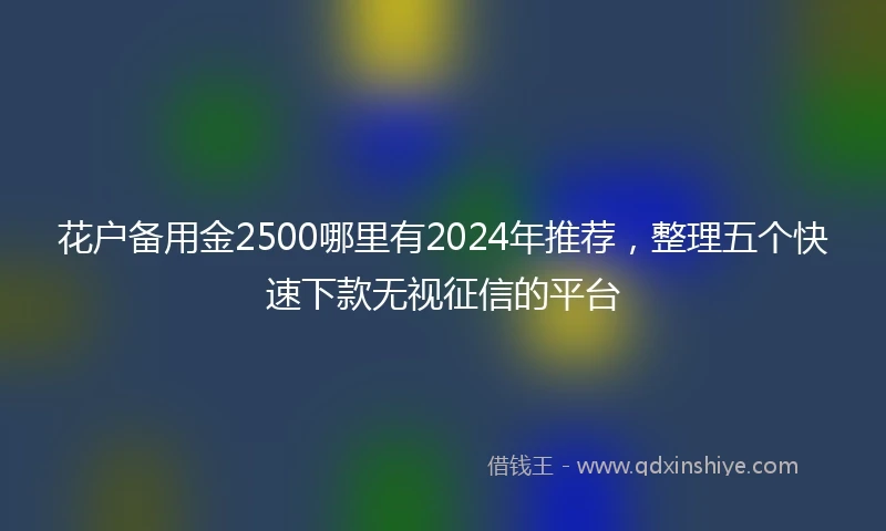 花户备用金2500哪里有2024年推荐，整理五个快速下款无视征信的平台