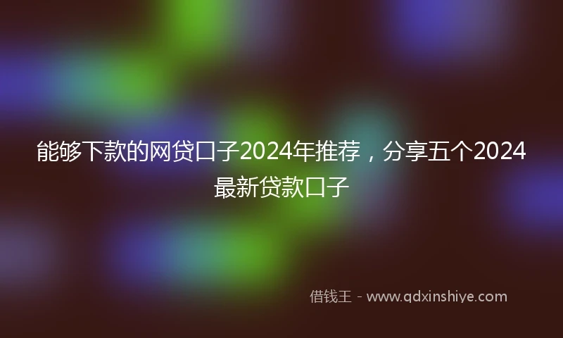 能够下款的网贷口子2024年推荐，分享五个2024最新贷款口子