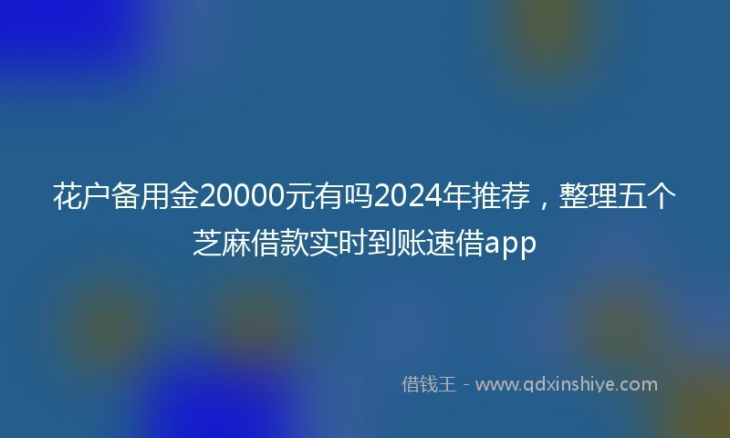 花户备用金20000元有吗2024年推荐，整理五个芝麻借款实时到账速借app