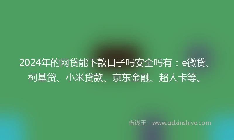 2024年的网贷能下款口子吗安全吗有：e微贷、柯基贷、小米贷款、京东金融、超人卡等。