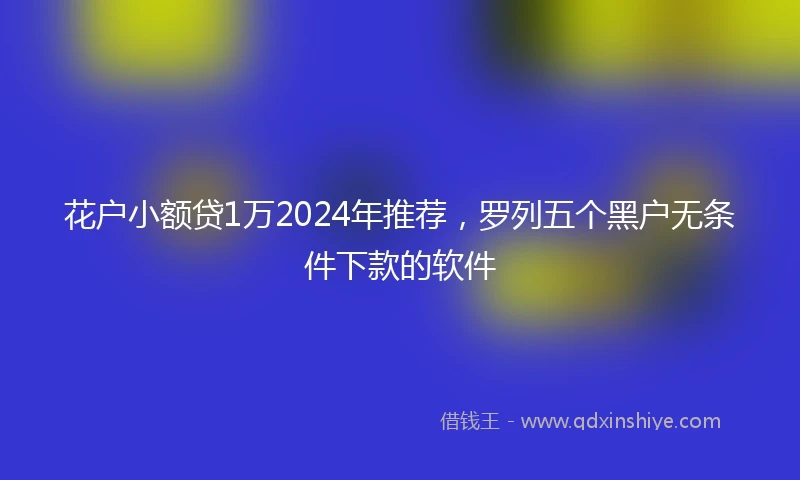 花户小额贷1万2024年推荐，罗列五个黑户无条件下款的软件