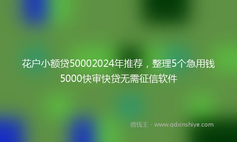 花户小额贷50002024年推荐，整理5个急用钱5000快审快贷无需征信软件