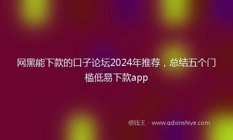 网黑能下款的口子论坛2024年推荐，总结五个门槛低易下款app