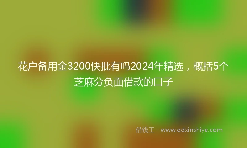 花户备用金3200快批有吗2024年精选，概括5个芝麻分负面借款的口子
