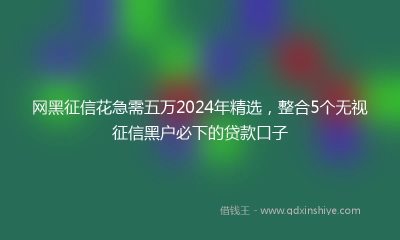 网黑征信花急需五万2024年精选，整合5个无视征信黑户必下的贷款口子