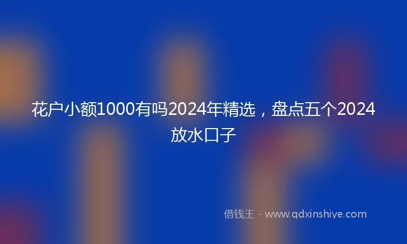 花户小额1000有吗2024年精选，盘点五个2024放水口子