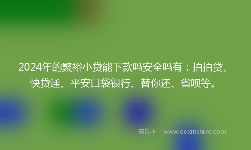 2024年的聚裕小贷能下款吗安全吗有：拍拍贷、快贷通、平安口袋银行、替你还、省呗等。