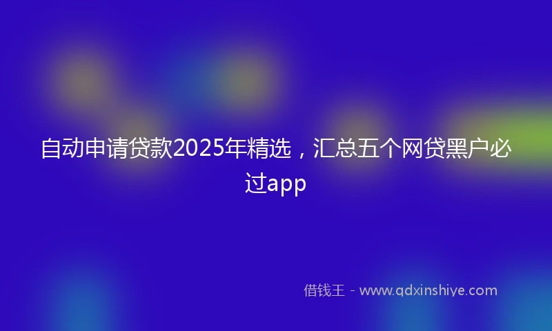 自动申请贷款2025年精选，汇总五个网贷黑户必过app