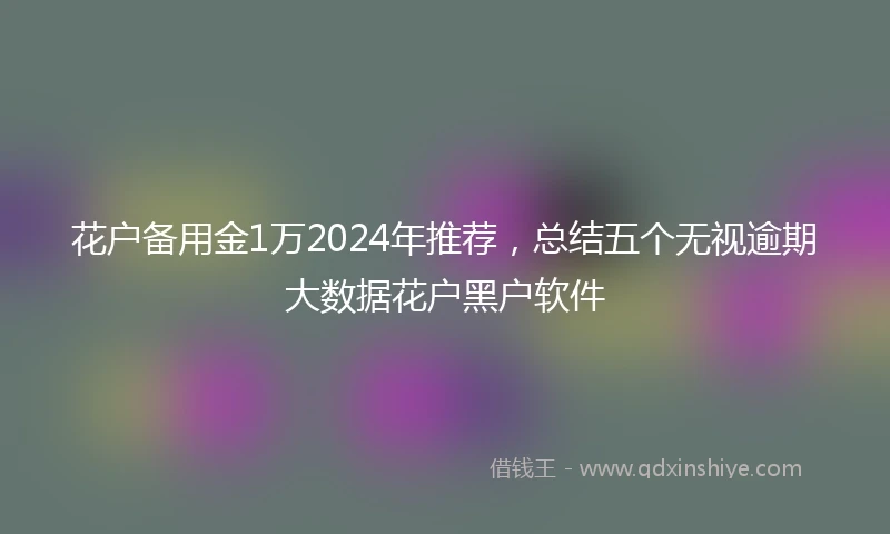 花户备用金1万2024年推荐，总结五个无视逾期大数据花户黑户软件