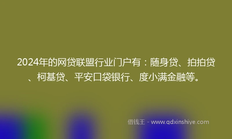2024年的网贷联盟行业门户有：随身贷、拍拍贷、柯基贷、平安口袋银行、度小满金融等。