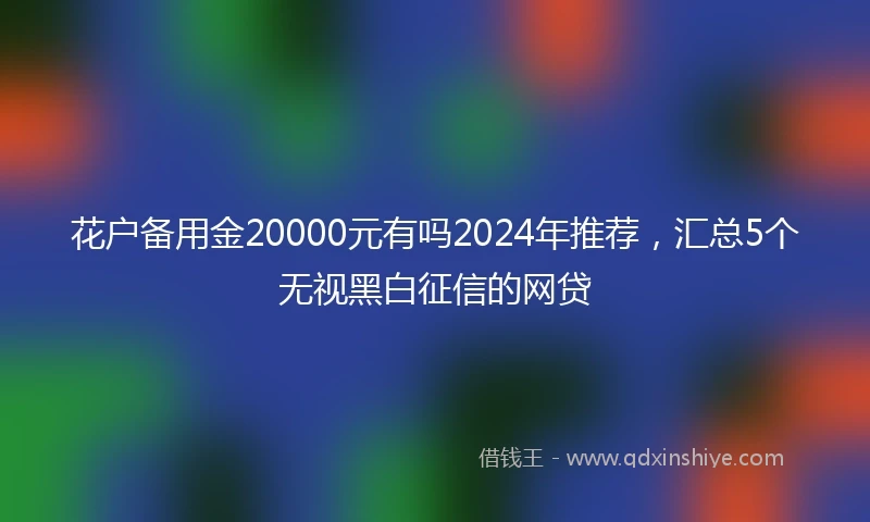 花户备用金20000元有吗2024年推荐，汇总5个无视黑白征信的网贷