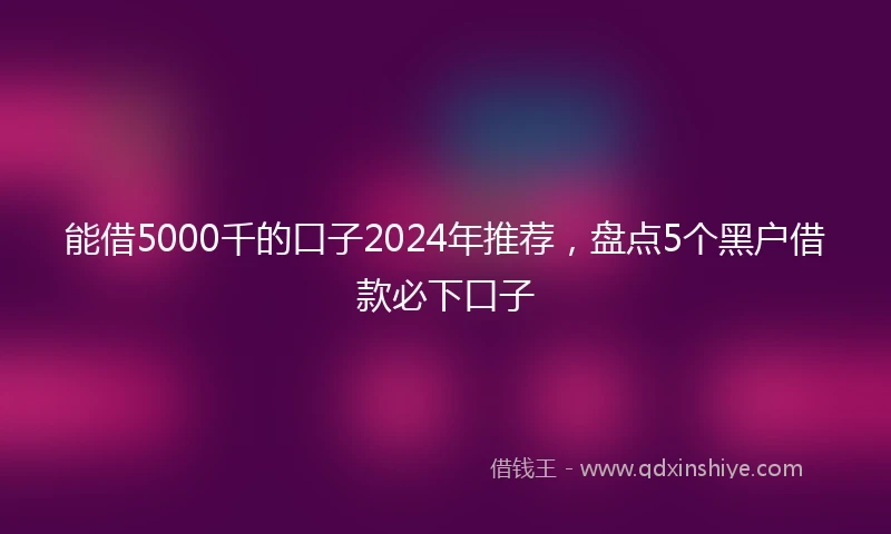 能借5000千的口子2024年推荐，盘点5个黑户借款必下口子