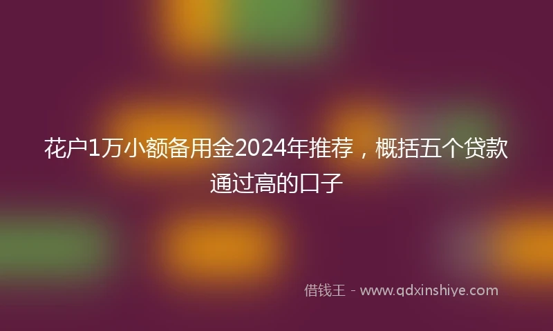 花户1万小额备用金2024年推荐，概括五个贷款通过高的口子