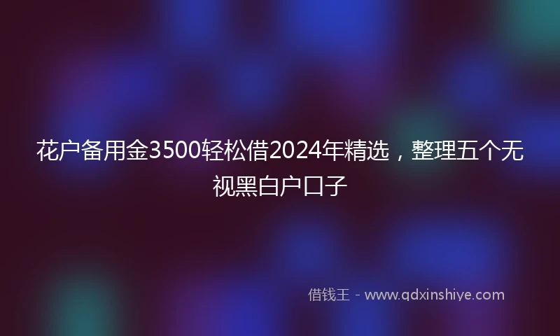 花户备用金3500轻松借2024年精选，整理五个无视黑白户口子