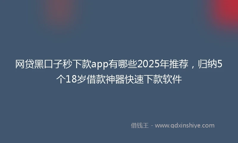 网贷黑口子秒下款app有哪些2025年推荐，归纳5个18岁借款神器快速下款软件