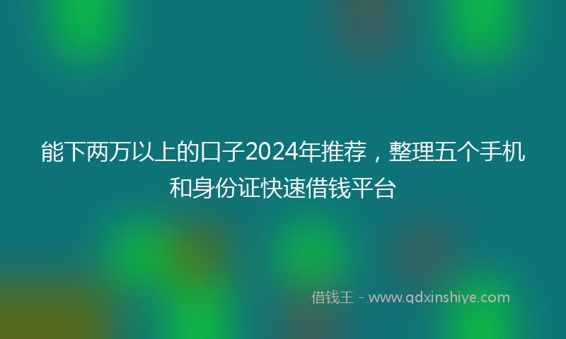 能下两万以上的口子2024年推荐，整理五个手机和身份证快速借钱平台