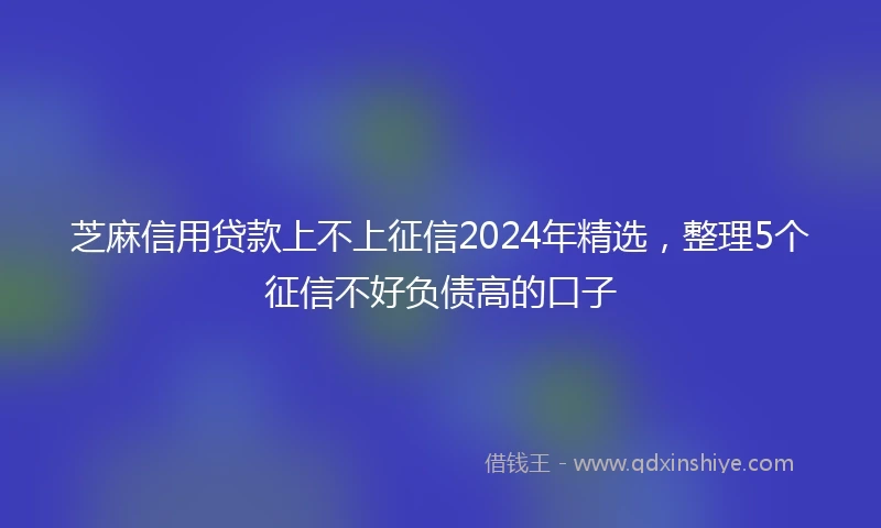 芝麻信用贷款上不上征信2024年精选，整理5个征信不好负债高的口子