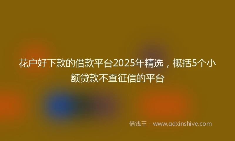 花户好下款的借款平台2025年精选,概括5个小额贷款不查征信的平台