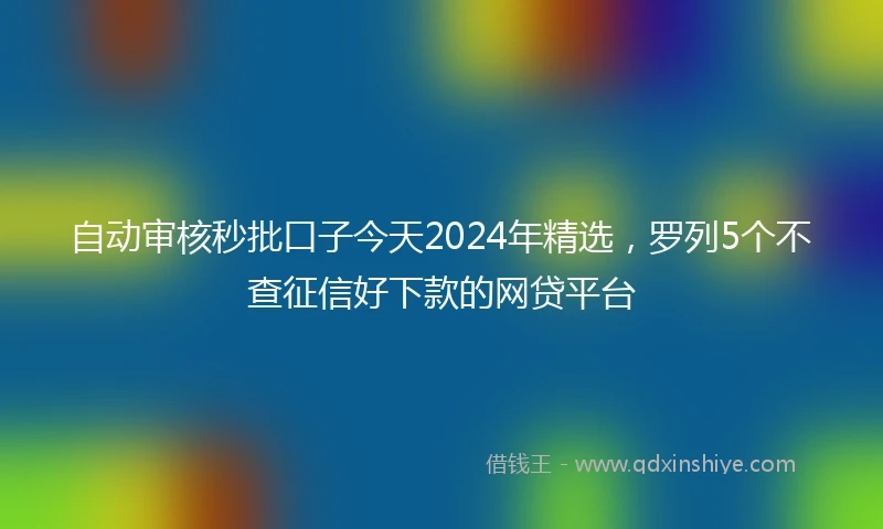 自动审核秒批口子今天2024年精选，罗列5个不查征信好下款的网贷平台