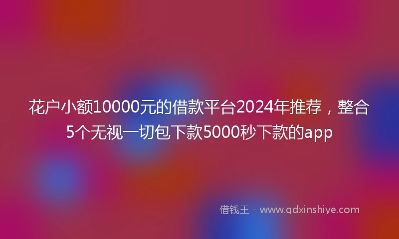 花户小额10000元的借款平台2024年推荐，整合5个无视一切包下款5000秒下款的app
