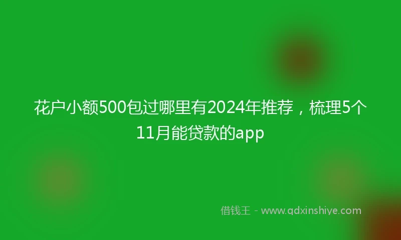 花户小额500包过哪里有2024年推荐，梳理5个11月能贷款的app