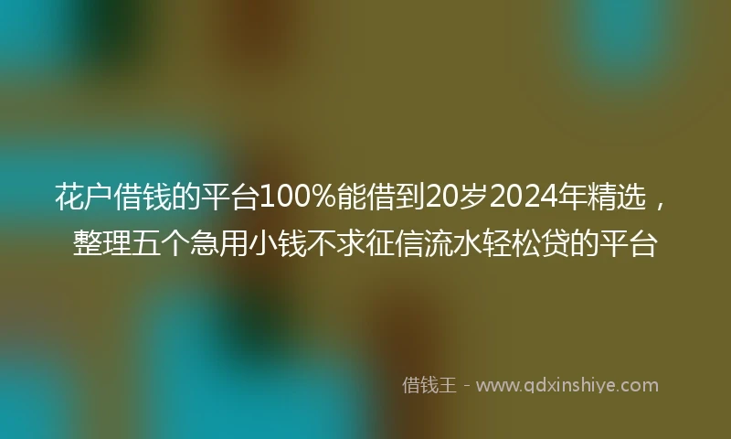 花户借钱的平台100%能借到20岁2024年精选，整理五个急用小钱不求征信流水轻松贷的平台