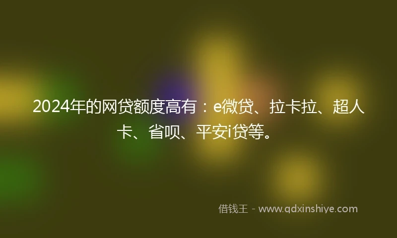 2024年的网贷额度高有：e微贷、拉卡拉、超人卡、省呗、平安i贷等。