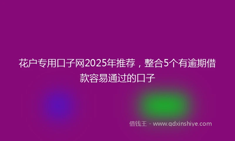 花户专用口子网2025年推荐，整合5个有逾期借款容易通过的口子